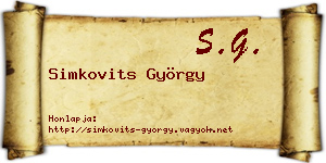 Simkovits György névjegykártya